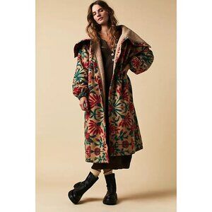 FREE PEOPLE Love This Cardi Sherpa Duster Longline Coat Sz S NWT Ruby Combo